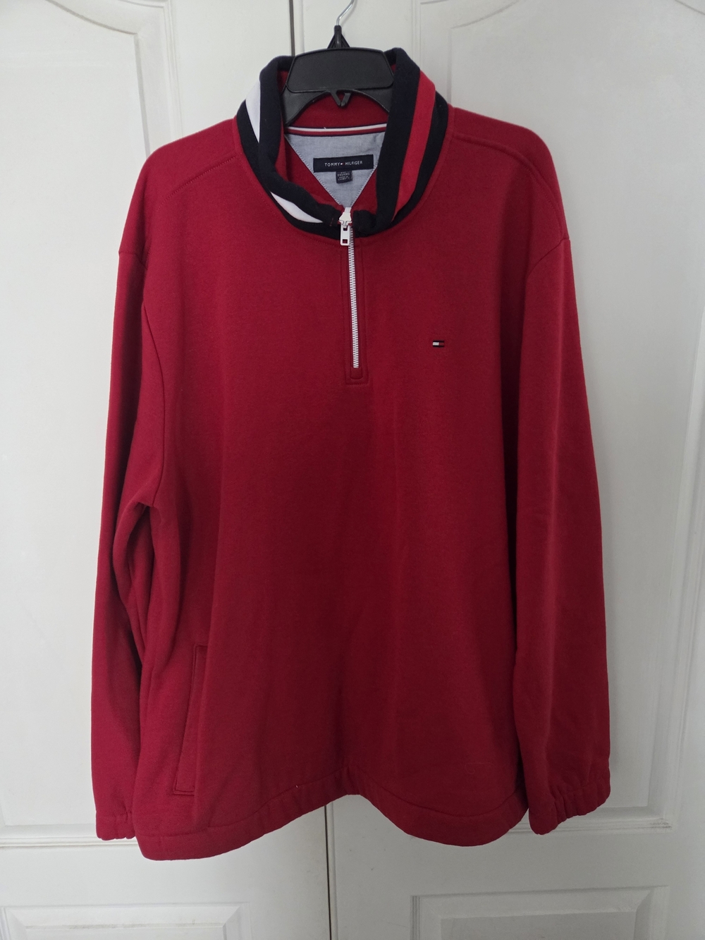 Tommy Hilfiger Men’s Red Quarter-Zip Pullover Sweater